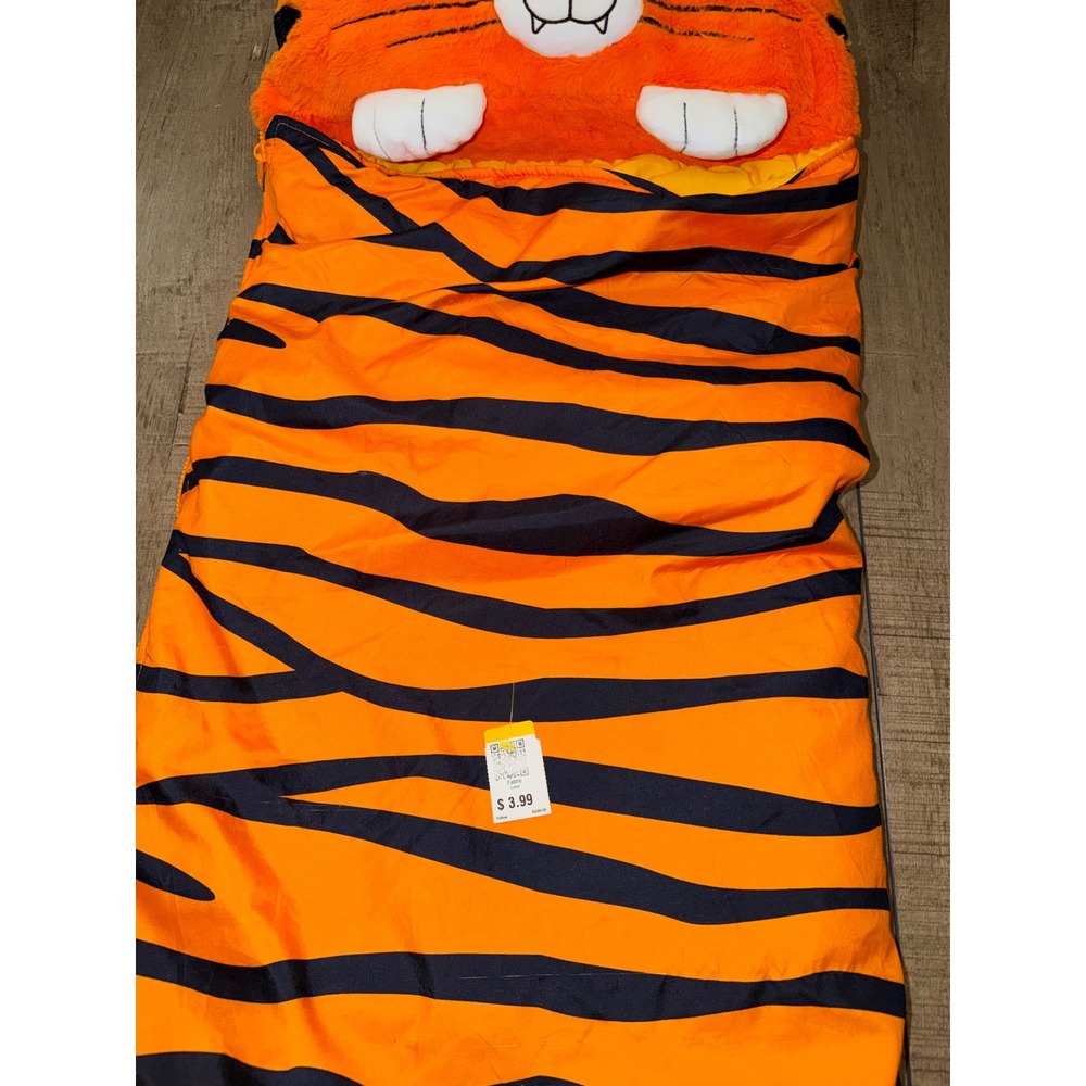 Happy Nappers Toby the Tiger Kids Plush Sleeping Bag Orange Black Stripe 52x20
